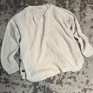 Fat Face Women's Cream Sweater with Button Detail Size 10